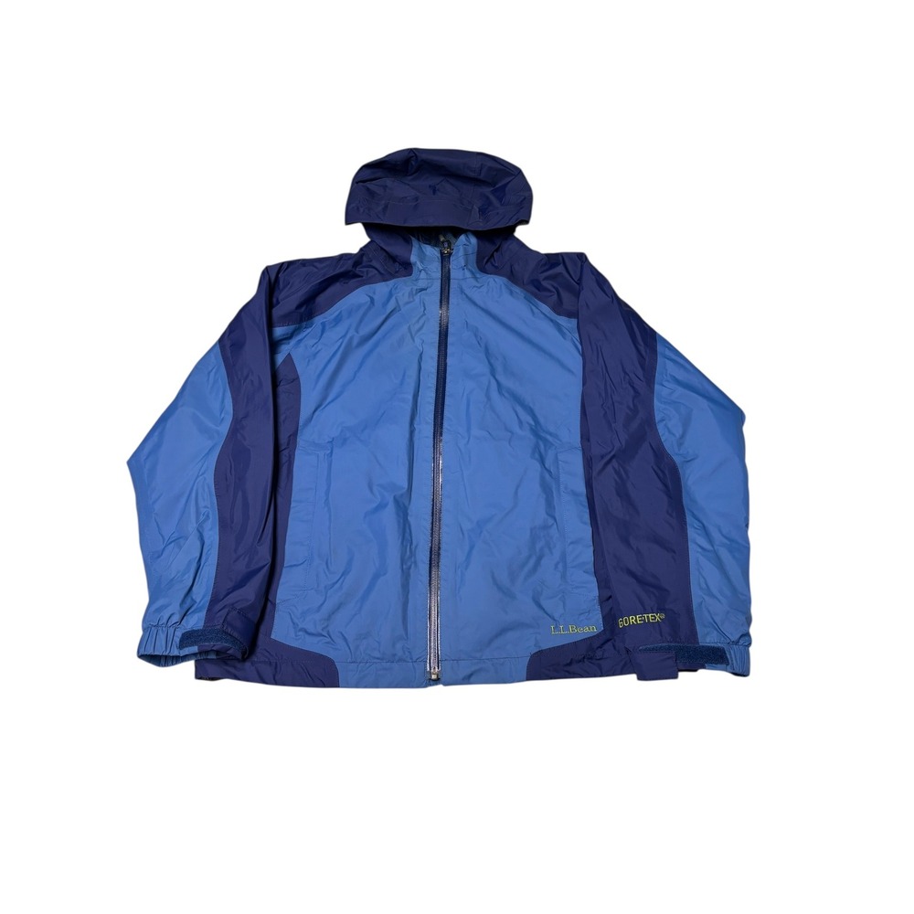 LL‎ Bean Gore Tex Kids XL 18 Blue Navy Hooded Waterproof Rain Jacket